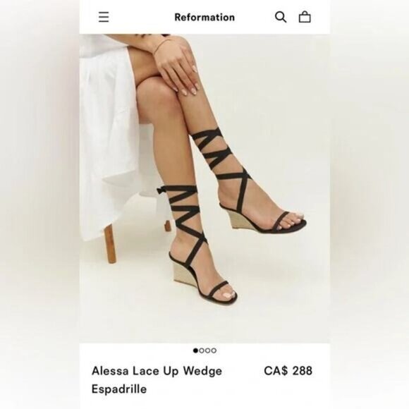 REFORMATION Alessa Lace-Up Linen Espadrilles Sz 10 Cream White - Picture 6 of 14